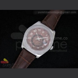 Rolex Sky Dweller 326939 SS Brown Dial on Brown Leather Strap A21J sku5080