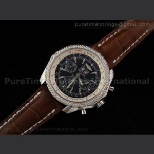 Breitling Bentley 675 2010 SS Black Dial on Brown Leather Strap sku1085