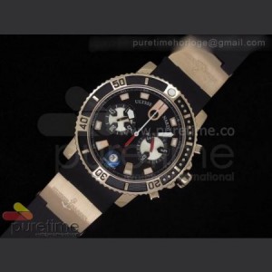 ULYSSE NARDIN Maxi Marine Diver Chronograph RG Black Dial on Black Rubber Strap Jap Quartz sku4044