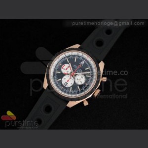 Breitling Chronomatic 49mm RG Black Dial with White Subdials on OR Rubber Strap A7750 sku0820
