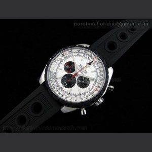 Breitling Chrono Matic 49 SS White Dial on OR Rubber Strap sku1004
