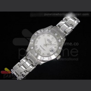 Rolex DateJust 35mm SS White Dial Roman Markes Diamond Bezel on Bracelet sku4846