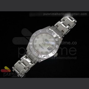 Rolex DateJust 35mm SS White MOP Dial Diamond Bezel on Bracelet sku4848