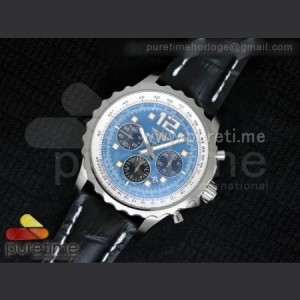 Breitling Chronospace Automatic 47mm SS Blue Dial on Black Leather Strap A7750 sku0803