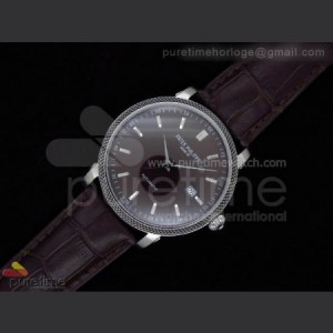 Patek Philippe Geneve 42mm SS Brown Dial on Brown Leather Strap A2824 sku7348