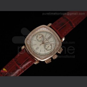 Patek Philippe Ladies Complicated Watches 7071 RG Quartz White on Red Croco Strap sku7462