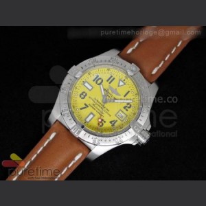 Breitling Avenger Seawolf V2 SS Yellow Dial on Brown Leather Strap Swiss 2836 2 sku0622