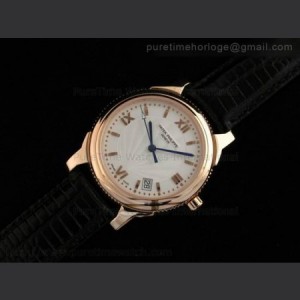 Patek Philippe Classic Automatic RG White Dial on Black Leather Strap sku7427