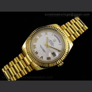 Rolex Day Date II Yellow Gold White Roman Dial A3156 Best Edition sku5256